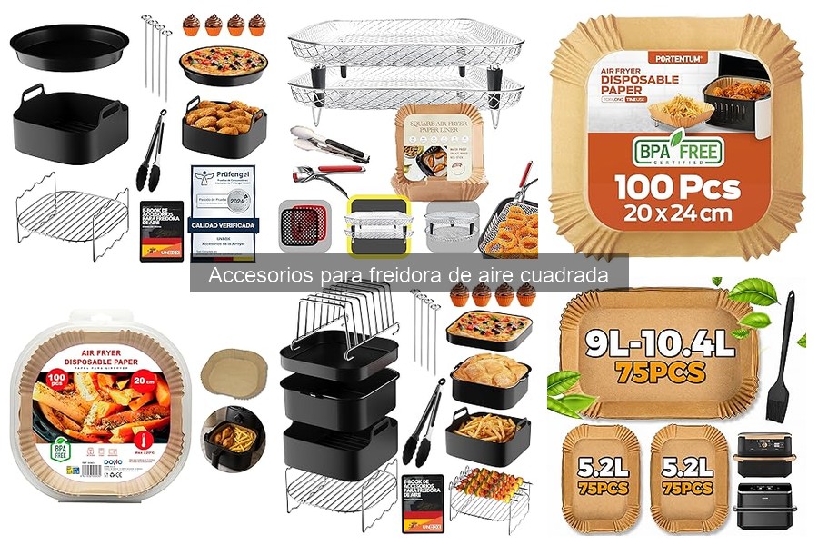 ** Cómo utilizar accesorios para freidora de aire cuadrada