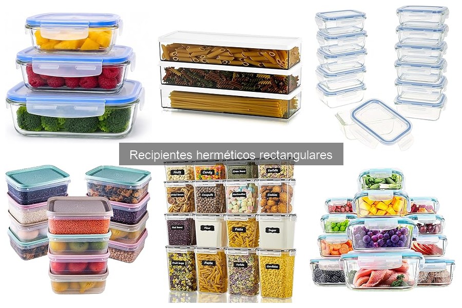 Recipientes herméticos rectangulares para microondas y lavavajillas